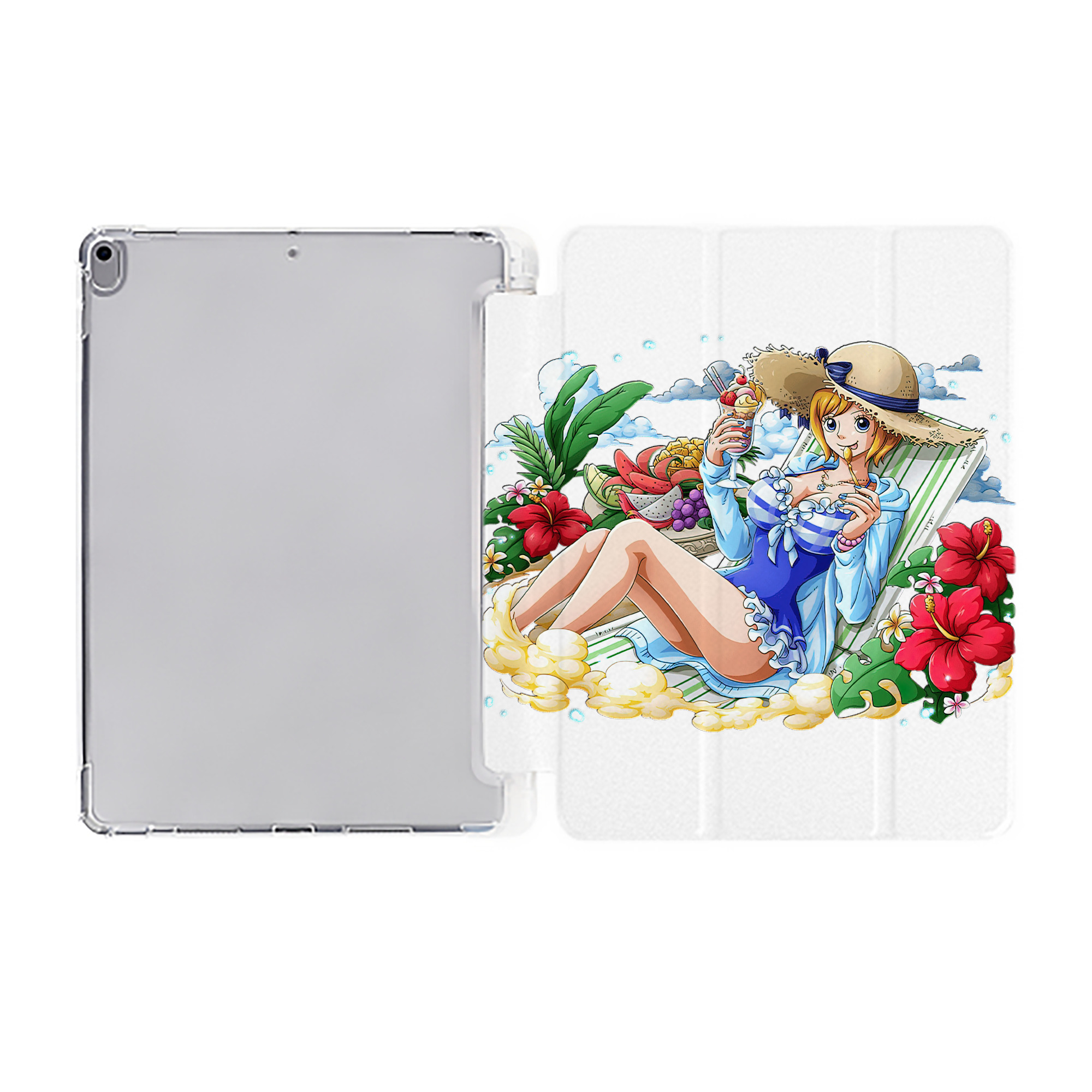 ワンピース ナミ ONE PIECE Nami IPad ケース ペン収納付き 三つ折りスタンド PUレザー×シリコン 対応機種9.5/10.5/10.9インチ
